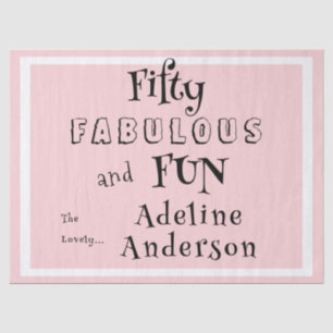 Modern 50 and Fabulous Pink 50th Birthday Party Tissue Paper