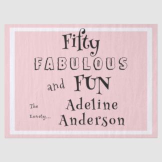 Modern 50 and Fabulous Pink 50th Birthday Party Tissue Paper