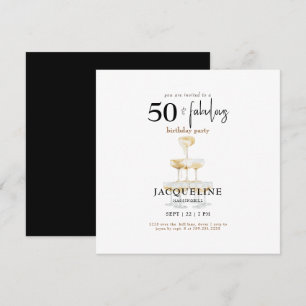 Modern 50 & Fabulous B/W Square Birthday Party