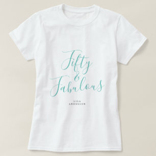 Modern 50 Fabulous Custom Name 50th Birthday Gift T-Shirt