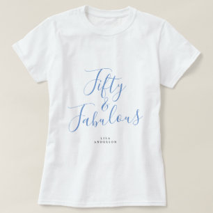 Modern 50 Fabulous Custom Name 50th Birthday Gift T-Shirt