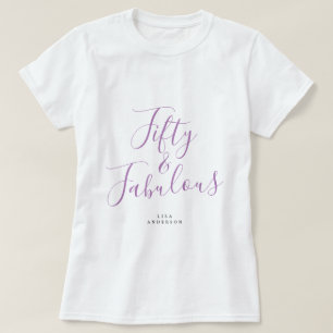Modern 50 Fabulous Custom Name 50th Birthday Gift T-Shirt