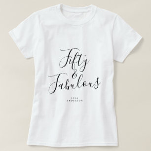 Modern 50 Fabulous Custom Name 50th Birthday Gift T-Shirt