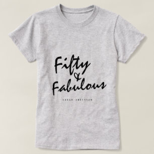 Modern 50 Fabulous Custom Name 50th Birthday Gift T-Shirt