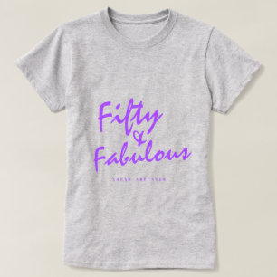 Modern 50 Fabulous Custom Name 50th Birthday Gift  T-Shirt
