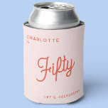 Modern 50 Fifty Fiftieth Birthday<br><div class="desc">A modern chic typography design in orange and blush pink to celebrate your landmark fiftieth birthday in style.  Change the text to personalize.</div>
