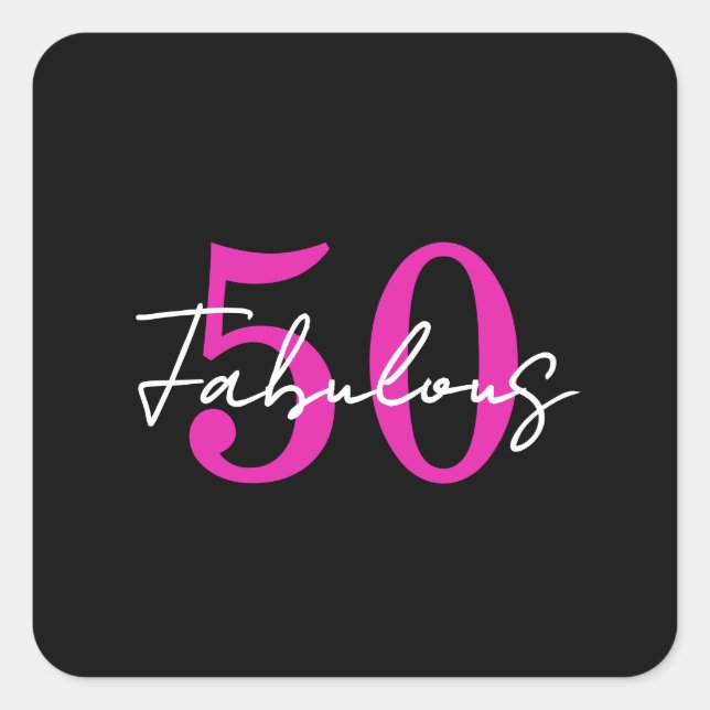 Modern 50th Birthday 50 and Fabulous Party Square Sticker (Front)