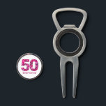 Modern 50th birthday divot tools pink initials<br><div class="desc">modern 50th birthday divot tools pink initials. 
A perfect gift idea for a fiftieth birthday golf party,  make a passionate golfer smile. You can personalize it with the birthday girl's name. 
Make someone smile! Enjoy!</div>