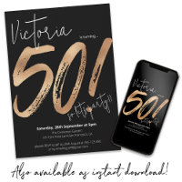 Modern 50th Birthday Gold Black Sassy Minimalist