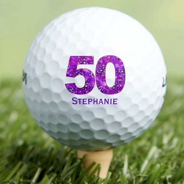 Modern 50th birthday golf balls purple initials (Creator Uploaded)