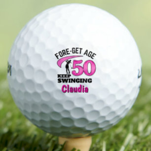 Modern 50th Birthday Golfer Gift - Pink 50 Golf Balls