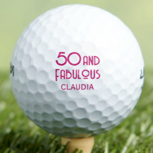  Modern 50th birthday party golf balls pink simple