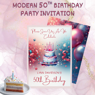 Modern 50th Birthday Party Invitation