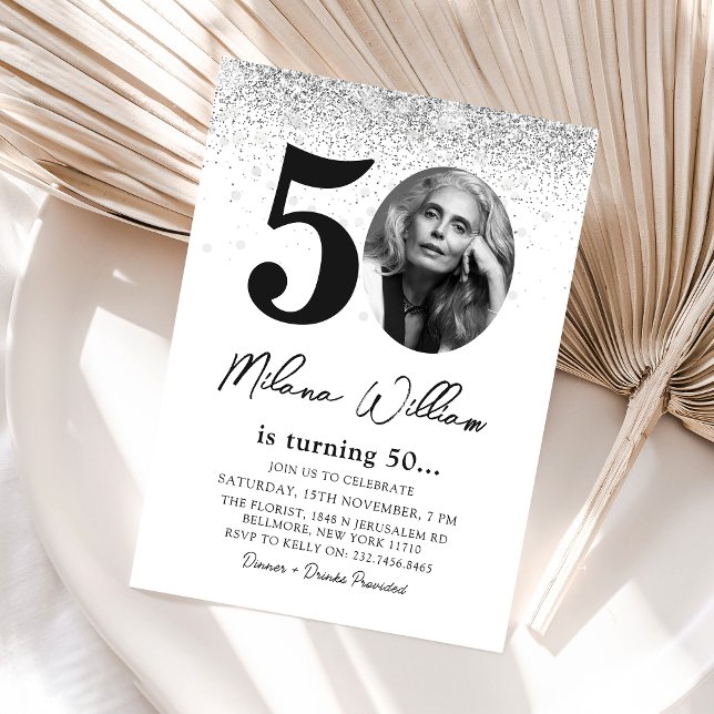 Modern 50th Birthday Party Photo Invitation (Creator Uploaded)