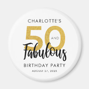 Modern 50th Birthday Party Script Custom Swag Magnet