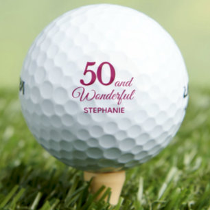 Modern 50th birthday party simple pink golf balls