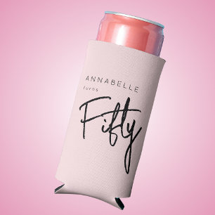 Modern 50th Fifty Fiftieth birthday party Seltzer Can Cooler