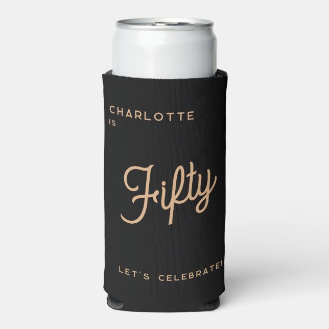 Modern 50th Fifty Fiftieth Birthday Seltzer Can Cooler (Seltzer Front)