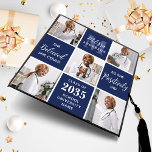 Modern 5 Photo Block Custom Monogram Graduate Graduation Cap Topper<br><div class="desc">Introducing our modern and unique graduation cap topper featuring a stunning photo collage design that can showcase up to 5 of your favourite senior memories. The sleek block design is perfect for a contemporary look, while the inspiring quote "She believed she could so she Positively did" adds a touch of...</div>