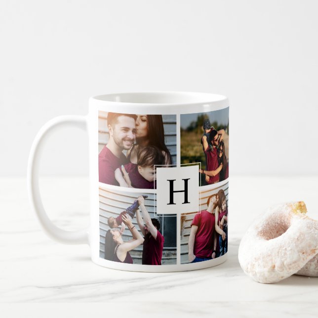 Modern 5-Photo Collage Coffee Mug (With Donut)