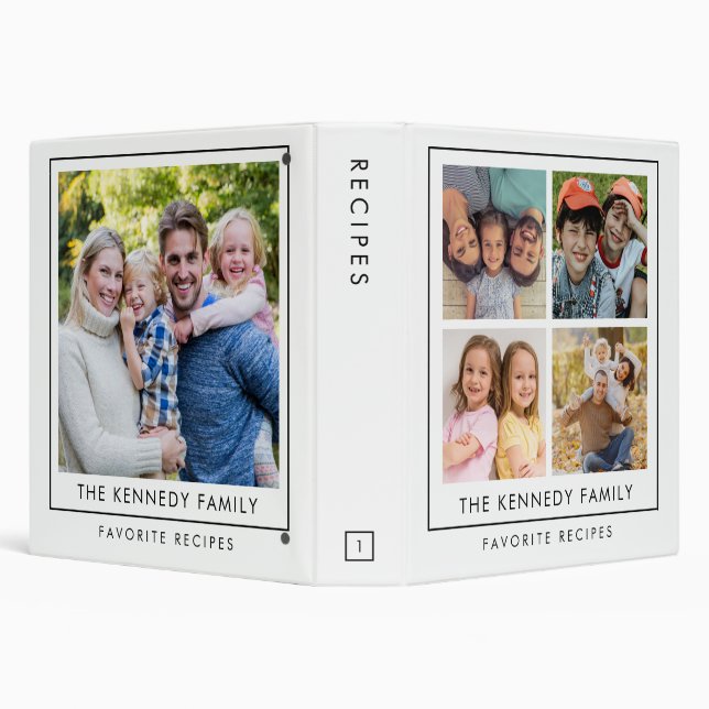 Modern 5 Photo Collage Family Recipes Cookbook Binder (Background)