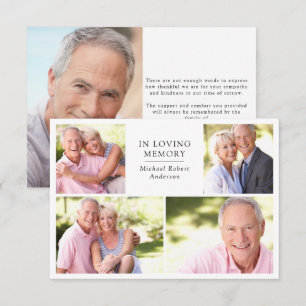 Modern 5 Photo Collage Funeral  Thank You Card