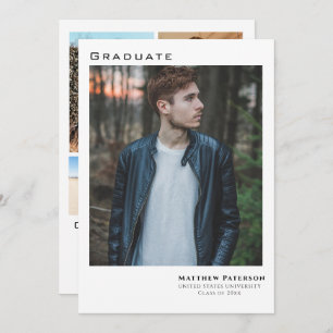 Modern 5 Photo Collage Graduation Invitation