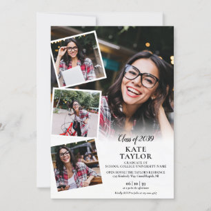 Modern 5 Photo Collage Graduation Party Invitation