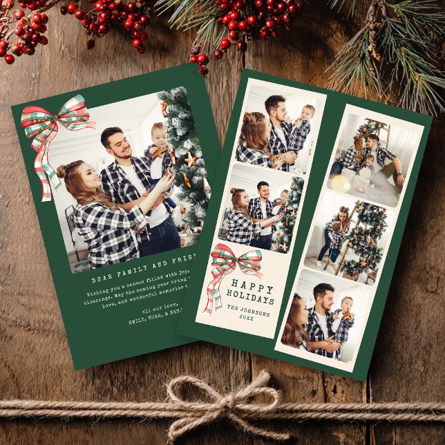 Modern 5 Photo Collage Merry Christmas Holiday Card (Creator Uploaded)