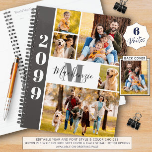 Modern 5 Photo Collage Monogram Name Planner