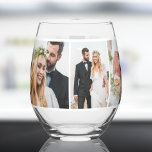 Modern 5 Photo Collage Wedding Keepsake Stemless Wine Glass<br><div class="desc">Modern stemless wine glass to celebrate and remember your wedding day featuring 5 of your favourite different-sized photos.</div>