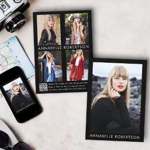 Modern 5 Photo Model Actor QR Code Comp Card