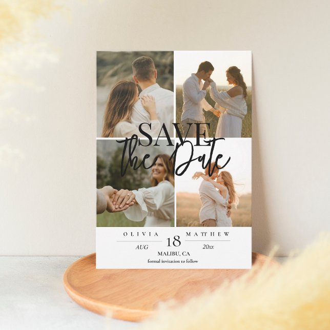 Modern 5 Photo Wedding Save the Dates  Date (Creator Uploaded)