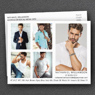 Modern 5 Photos Pro Model Comp Card Postcard