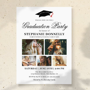 Modern 5 Picture Graduation Party Invitation