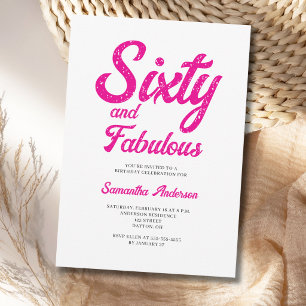 Modern 60 and Fabulous Pink 60th Birthday Party Invitation