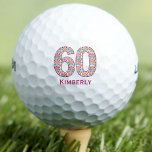 Modern 60th birthday golf balls pink initials<br><div class="desc">Modern 60th birthday golf balls pink initials. 
A perfect gift idea for a sixtieth birthday golf party,  make a passionate golfer smile. You can personalize it with the birthday girl's name. 
Make someone smile! Enjoy!</div>