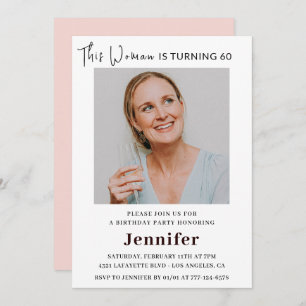 Modern 60th birthday invitations for her Photo