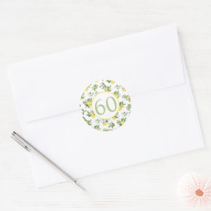 Modern 60th Birthday Lemon Citrus  Classic Round Sticker