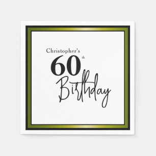 Modern 60th Birthday Napkins Elegant Black Gold