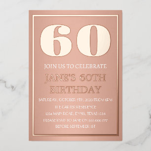Modern 60th Birthday Rose Gold Foil QR Code