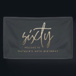 Modern 60th birthday simple stylish elegant script banner<br><div class="desc">Modern 60th birthday simple stylish elegant gold script 60th birthday party decor banner. Part of a collection.</div>