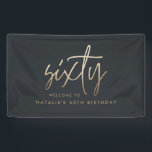 Modern 60th birthday simple stylish elegant script banner<br><div class="desc">Modern 60th birthday simple stylish elegant gold script 60th birthday party decor banner. Part of a collection.</div>