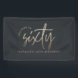 Modern 60th birthday simple stylish elegant script banner<br><div class="desc">Modern 60th birthday simple stylish elegant gold script 60th birthday party decor banner. Part of a collection.</div>