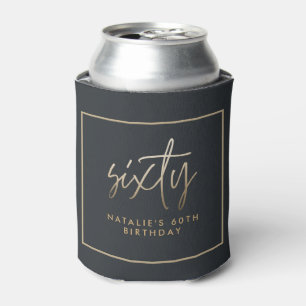 Modern 60th birthday simple stylish elegant script can cooler