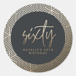 Modern 60th birthday simple stylish elegant script classic round sticker