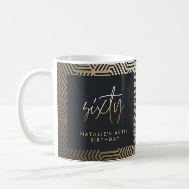 Modern 60th birthday simple stylish elegant script coffee mug (Left)