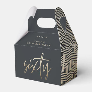 Modern 60th birthday simple stylish elegant script favor box