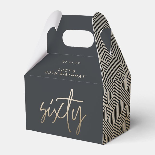 Modern 60th birthday simple stylish elegant script favor box (Front Side)