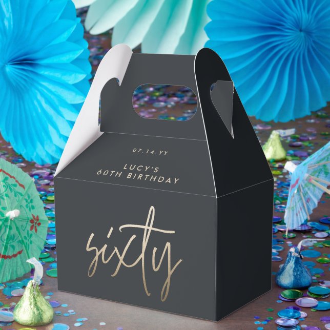 Modern 60th birthday simple stylish elegant script favor box (Party)